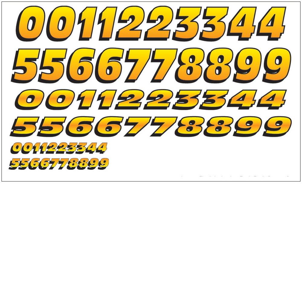 PineCar Dry Transfer Decals - Yellow Numbers