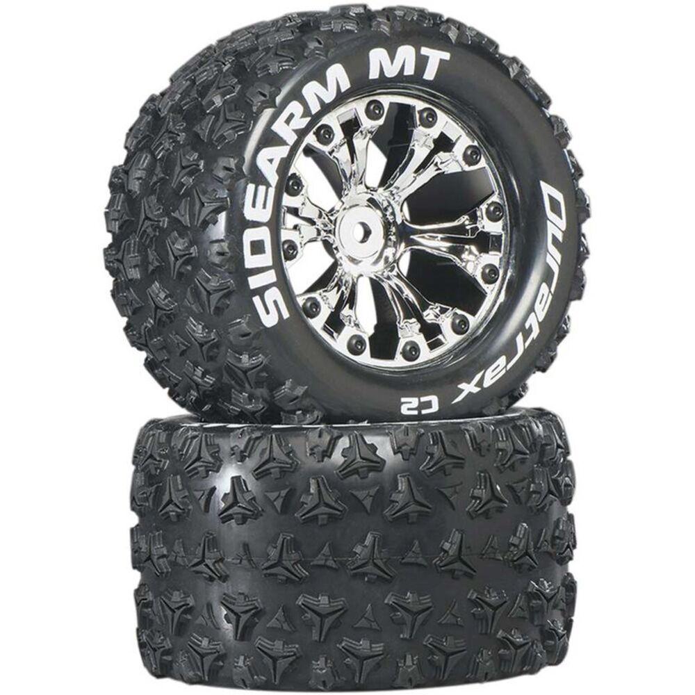 Duratrax Sidearm MT 2.8in Mounted 1/2in Offset C2 Tires (Chrome, 2 pc)