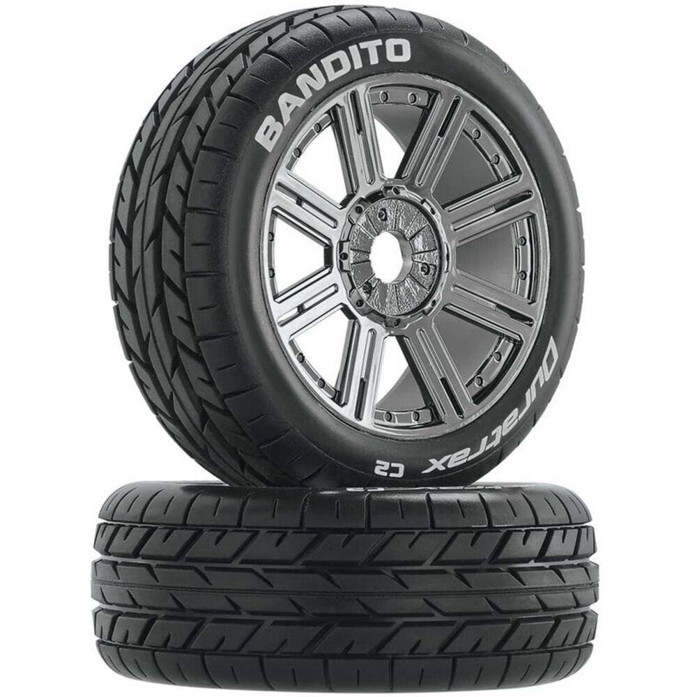 Duratrax Bandito 1/8 Buggy Tire C2 Mounted Spoke Tires Chrome (2 pc)