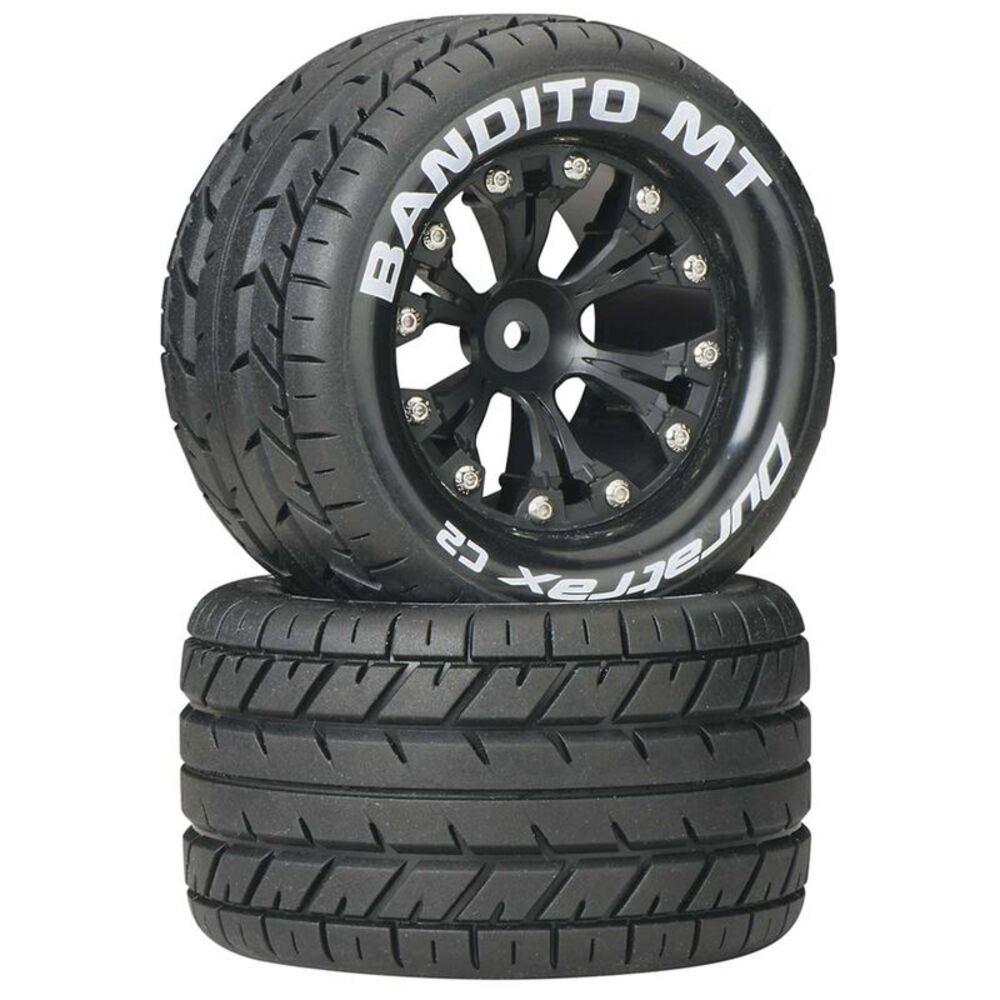Duratrax Bandito MT 2.8in Mounted 2WD Rear C2 Tires (Black, 2 pc)
