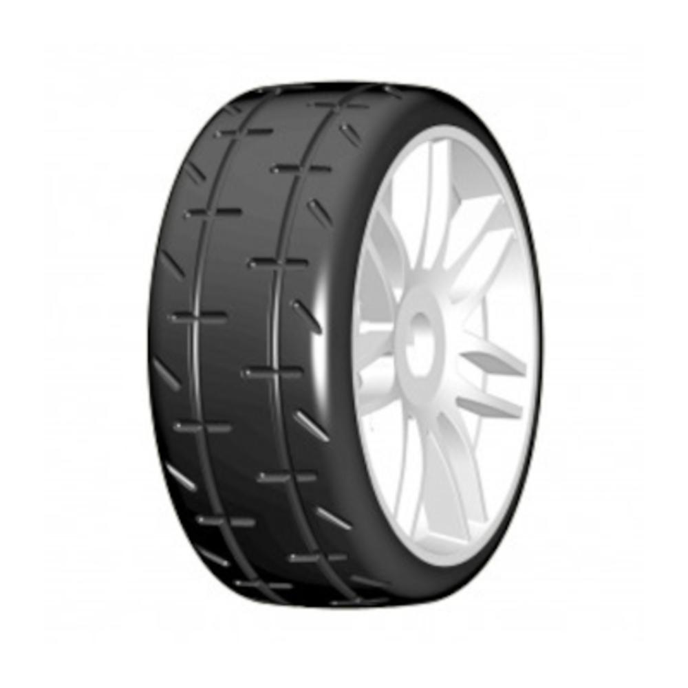 1/8 S5 GT-TO1 Revo Belted Pre-Mounted White Tyres (1 pair)
