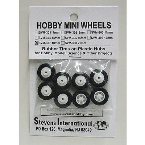 Rubber Tires on Plastic Hubs (8) (18mm)