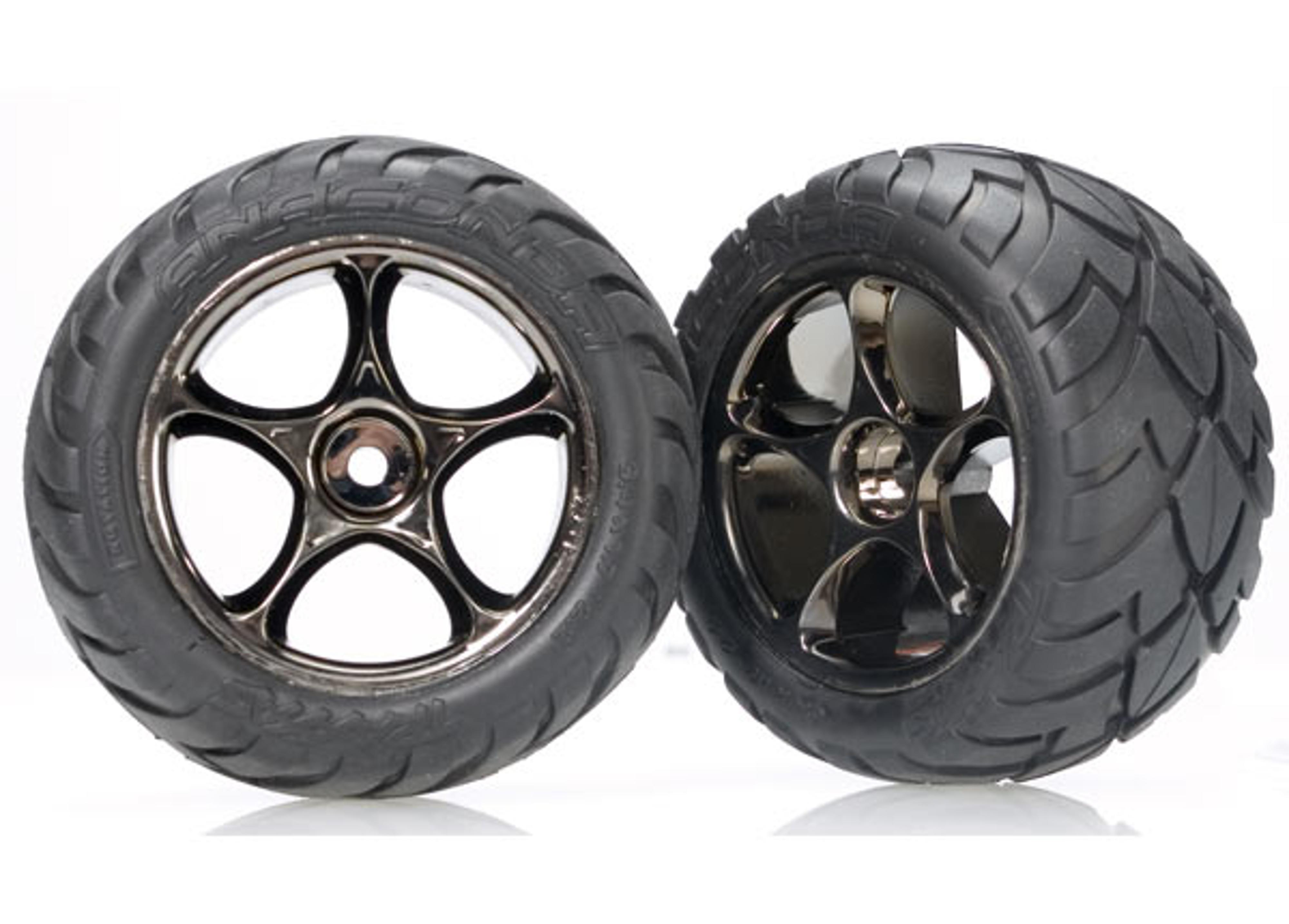 Traxxas 2.2in Black Chrome Assembled Tires and Wheels (Rear, Bandit)