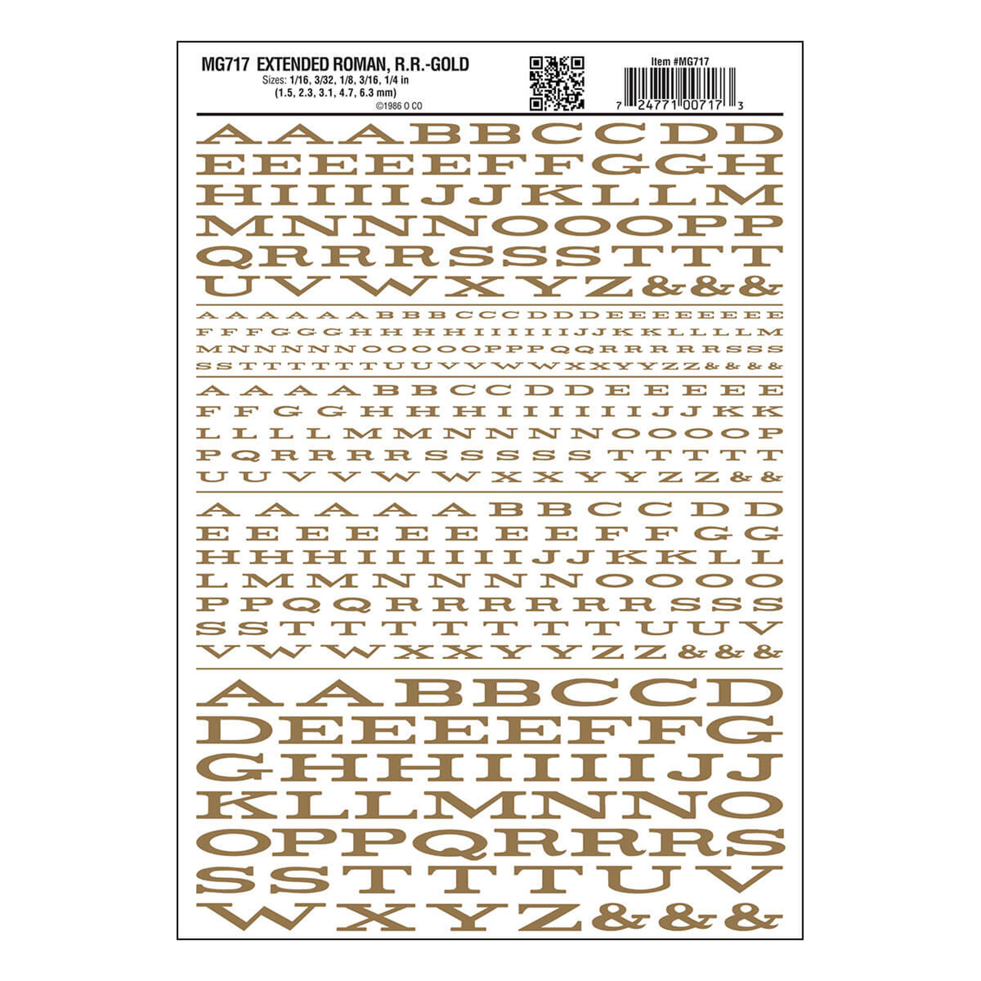 Woodland Scenics Extended Roman R.R. Letters (Gold)