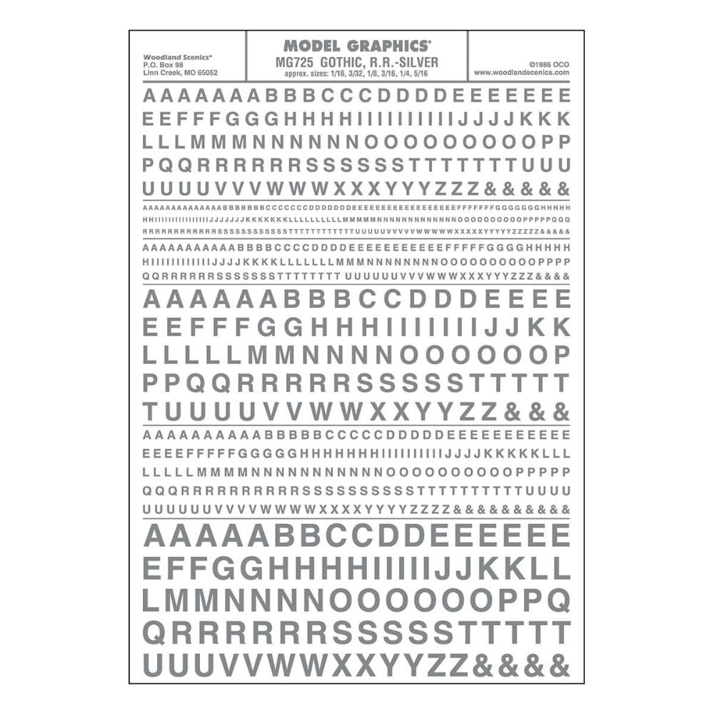 Woodland Scenics Gothic R.R. Letters (Silver)