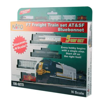 Kato N-Scale F7 Freight Train Set AT&SF Blue Bonnet