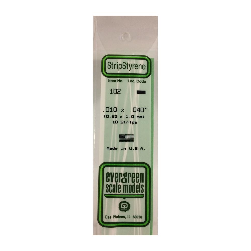 Evergreen StripStyrene Polystyrene Strips (Opaque White, .010/.040in)