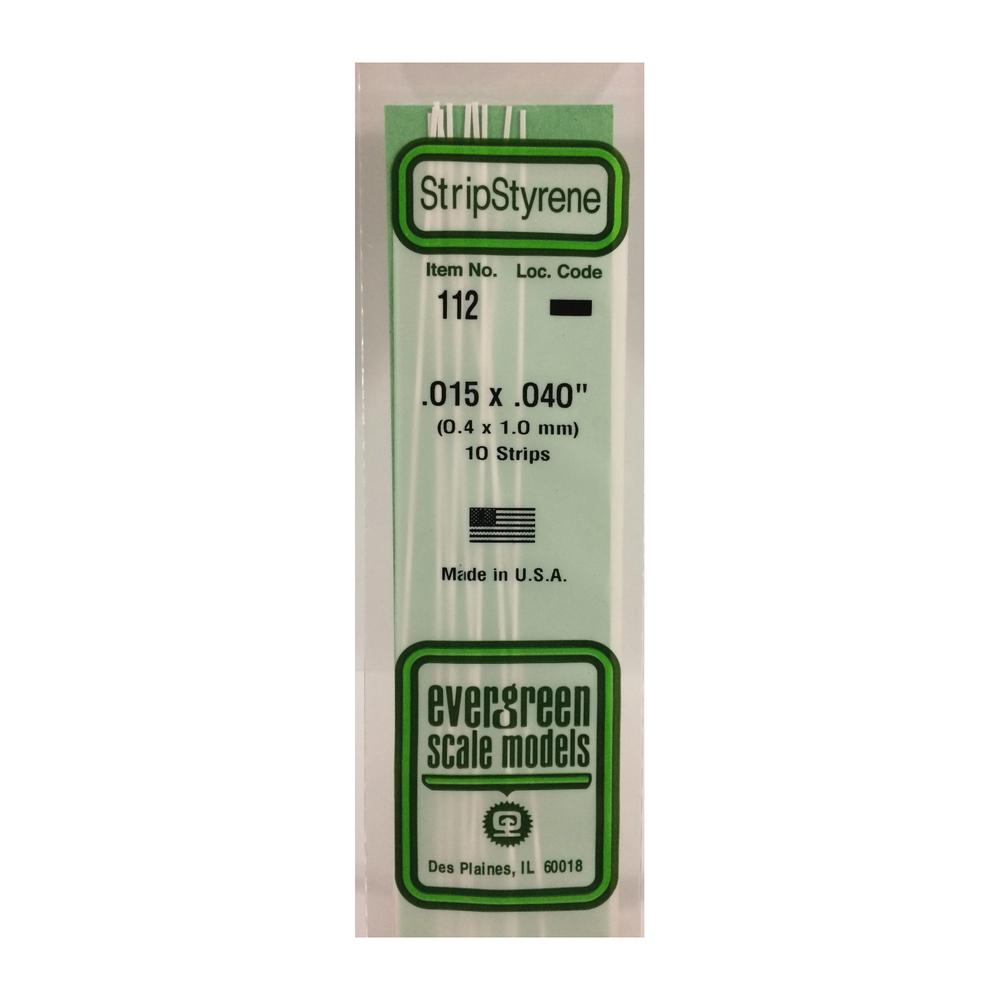 Evergreen StripStyrene Polystyrene Strips (Opaque White, .015/.040in)