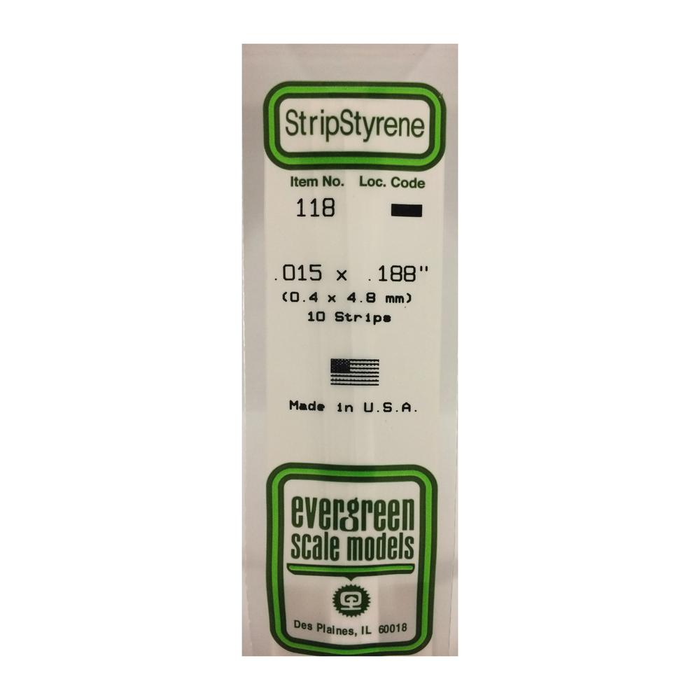 Evergreen StripStyrene Polystyrene Strips (Opaque White, .015/.188in)