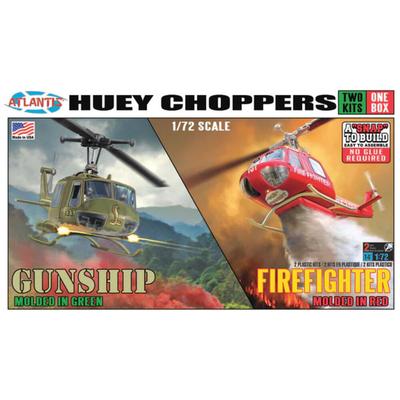 1/72 Huey Chopper 2 Pack Fire Fighter and Vietnam Gunship Model Kit