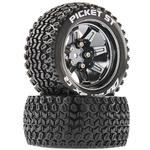 Duratrax Picket ST 2.8 Mounted Tires, 14mm Hex (Chrome, 2pc)