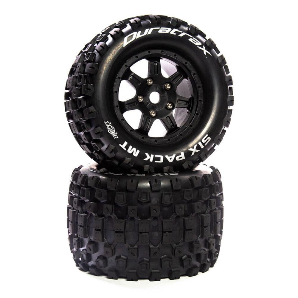 Duratrax Six Pack MT Belt 3.8 Mounted Tires (Black) (2pc)