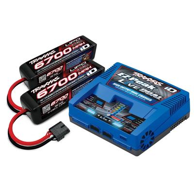 Traxxas Completer Pack 4S DUAL Port Charger w/2 6700 mAh iDs