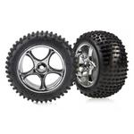 Traxxas Tires & wheels, assembled (Tracer chrome wheels, Alias tires)