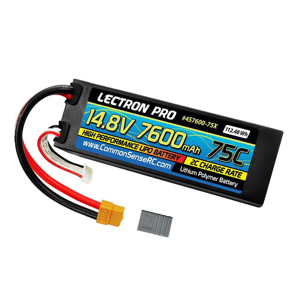 Lectron Pro 14.8v 7600mAh 75C Hard Case LiPo Battery w/ XT60 Connector, CSRS Adapter