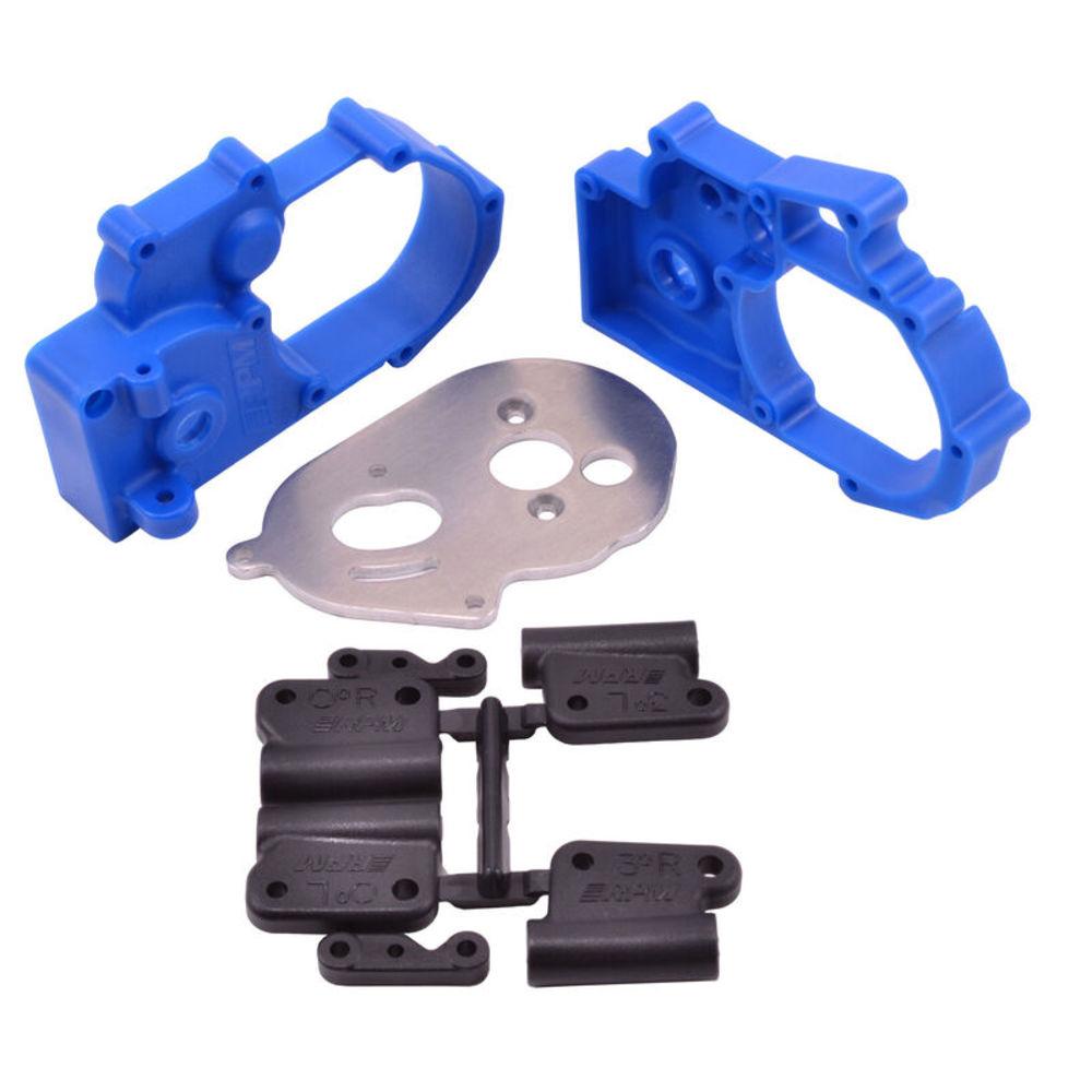 Gearbox Housing and Rear Mounts, Blue: Traxxas 2WD Vehicles