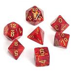Dice: Polyhedral 7-Die Scarab Dice Set - Scarlet with Gold