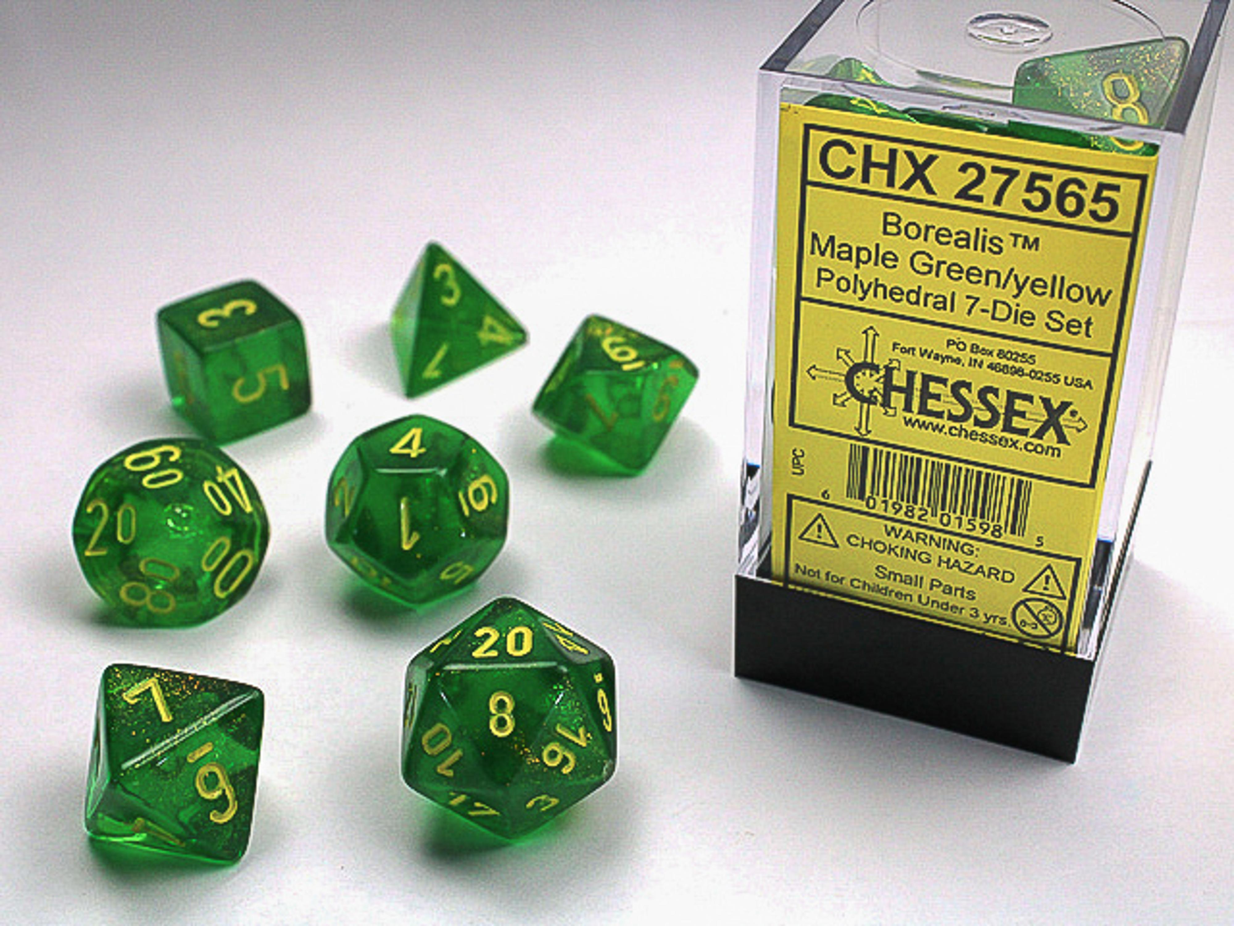 Chessex Borealis Polyhedral Maple Green/Yellow 7 Die Set