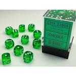 Chessex 12mm Translucent Green and White (36pc)