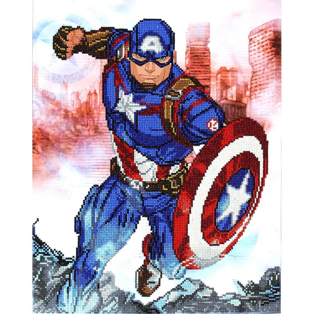 Diamond Dotz Captain America in Action Diamond Painting Kit