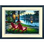 Paint by Number Adirondack Evening (Lake, Cabin, Chairs) (20