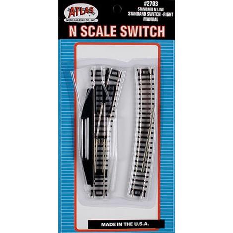 N-Scale Code 80 Standard Switch Manual Right-Hand