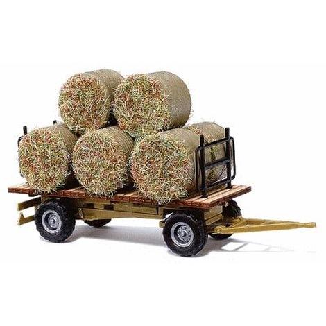 HO Hay Trailer - Assembled - w/Round Baled Load