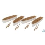 HO Row Boat 4-Pack - Assembled -- White, Tan