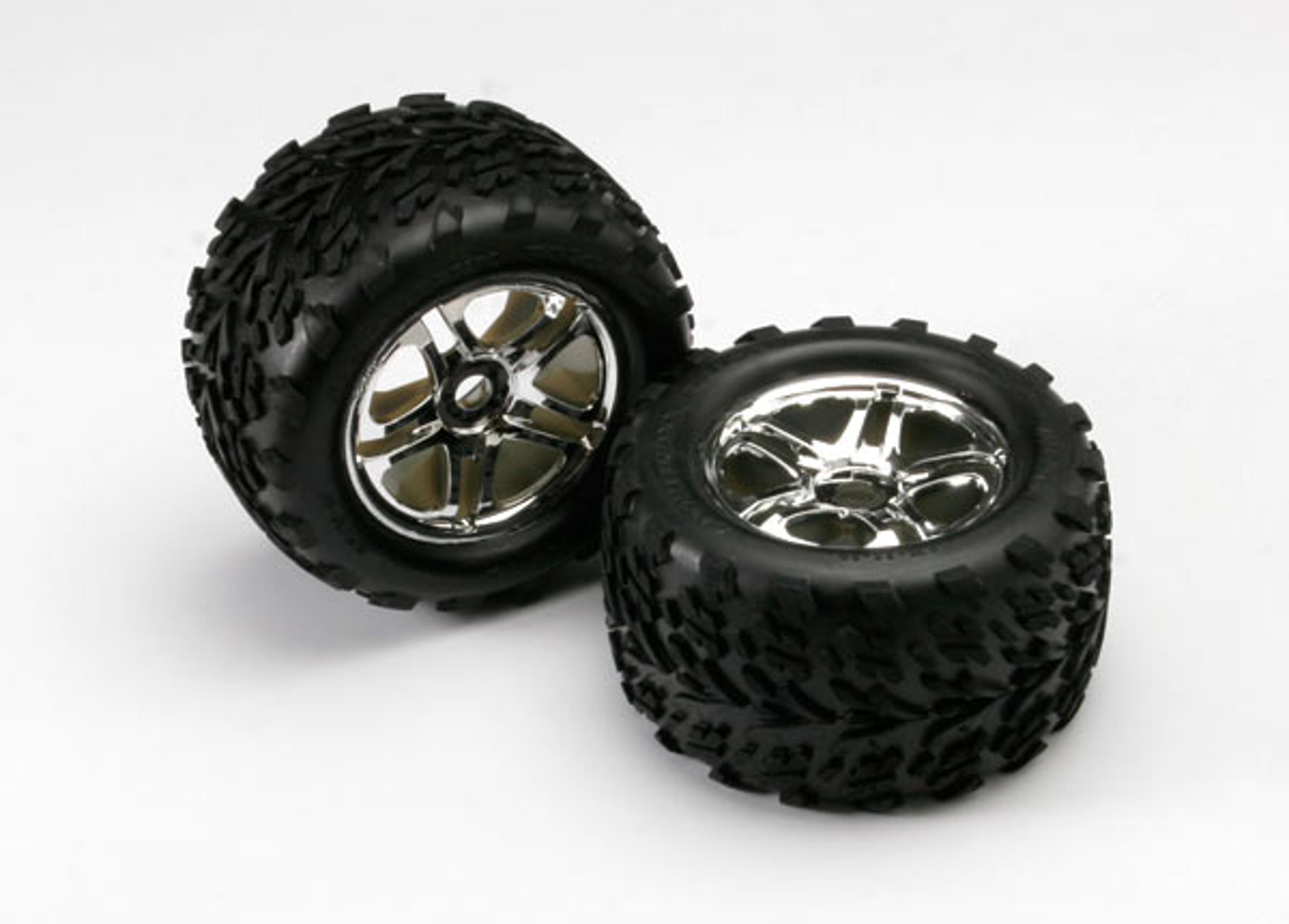 Traxxas Split Spoke Chrome Wheels and Talon Tires w/ Foam Inserts (2 pcs)