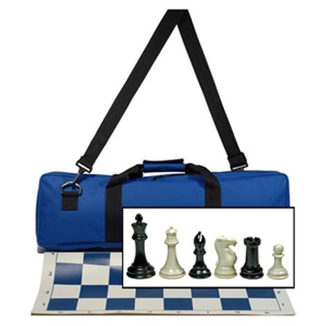 Deluxe Tournament Chess Set in an Electric Blue Canvas Bag
