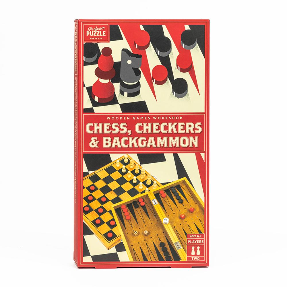 Chess Checkers and Backgammon 3-in-1 Set