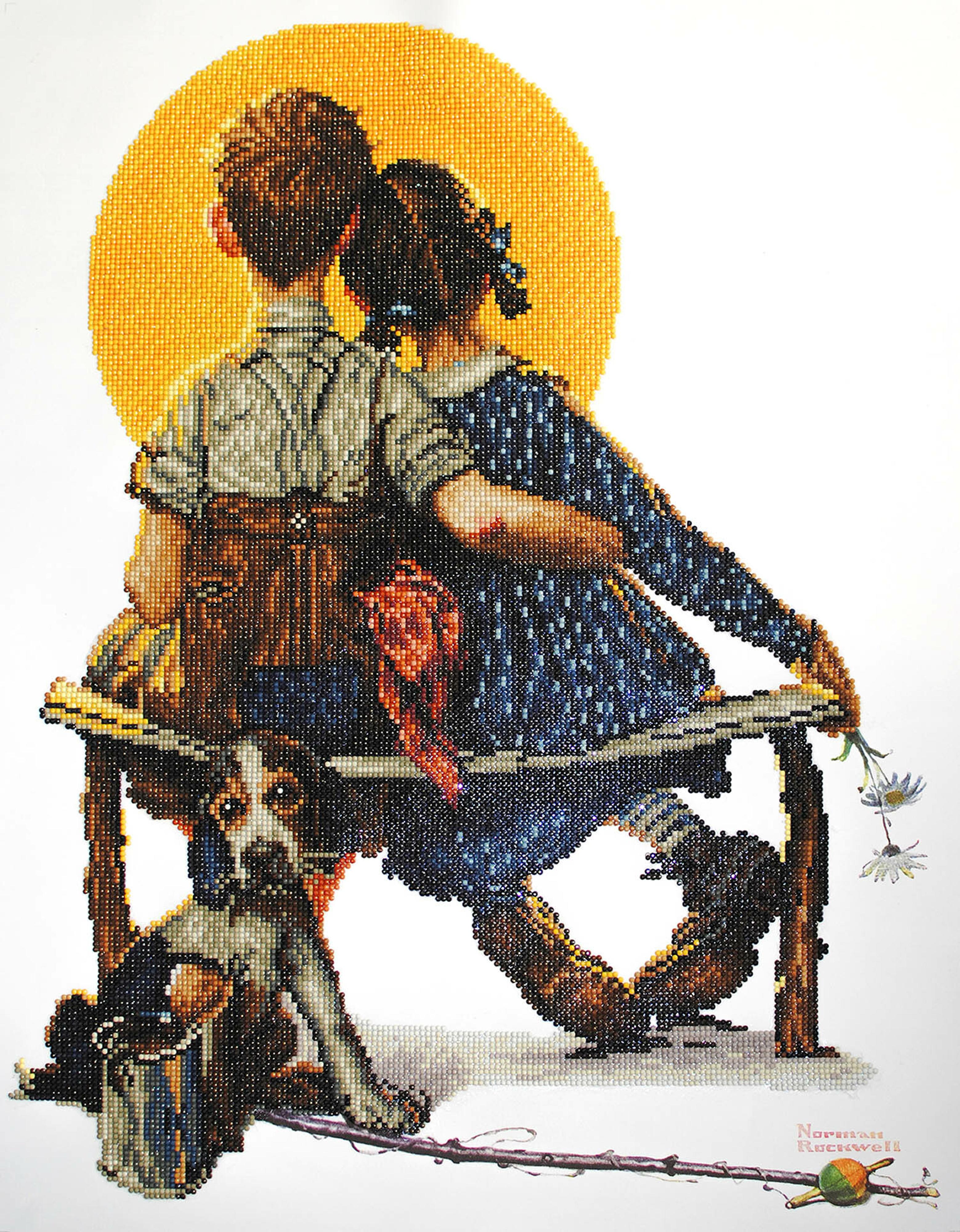 Norman Rockwell Boy and Girl Gazing at the Moon Diamond Painting Kit