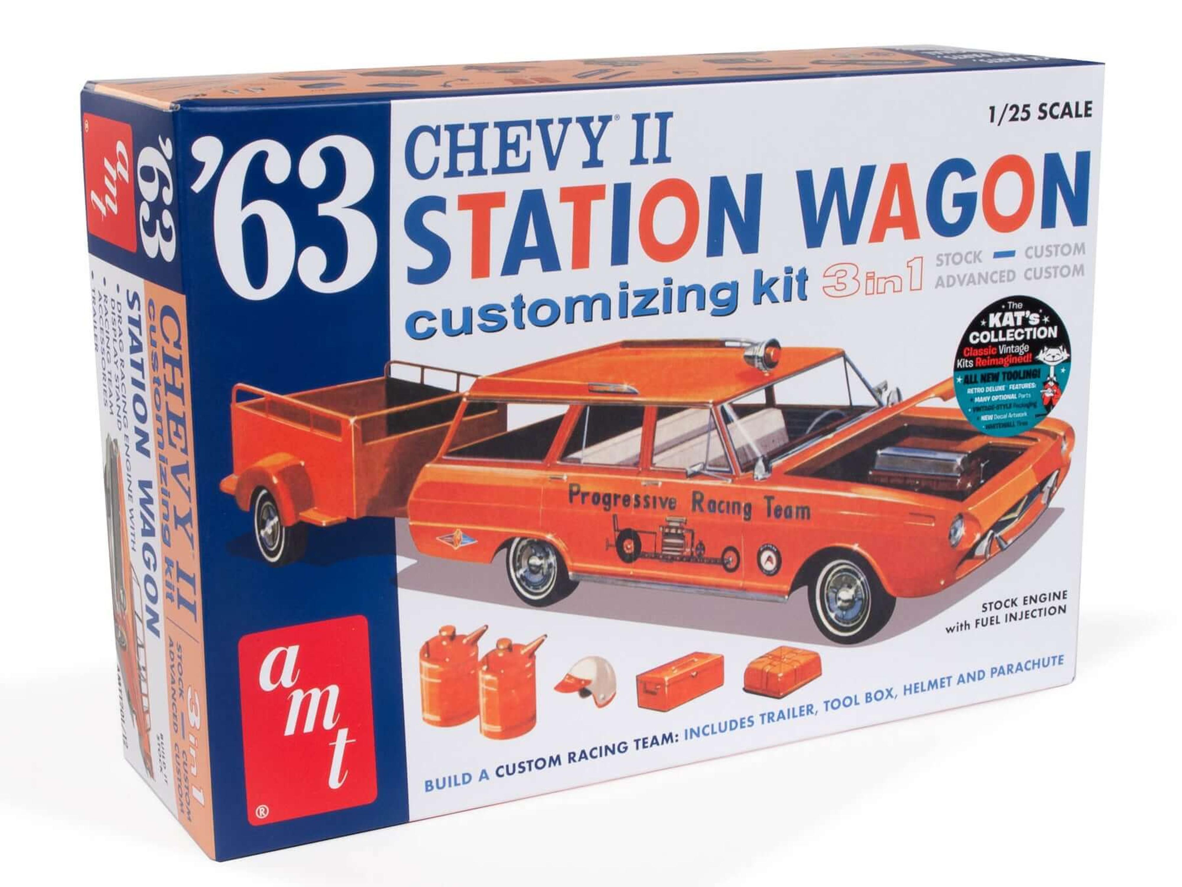 1/25 1963 Chevy II Station Wagon w/ Trailer Model Kit