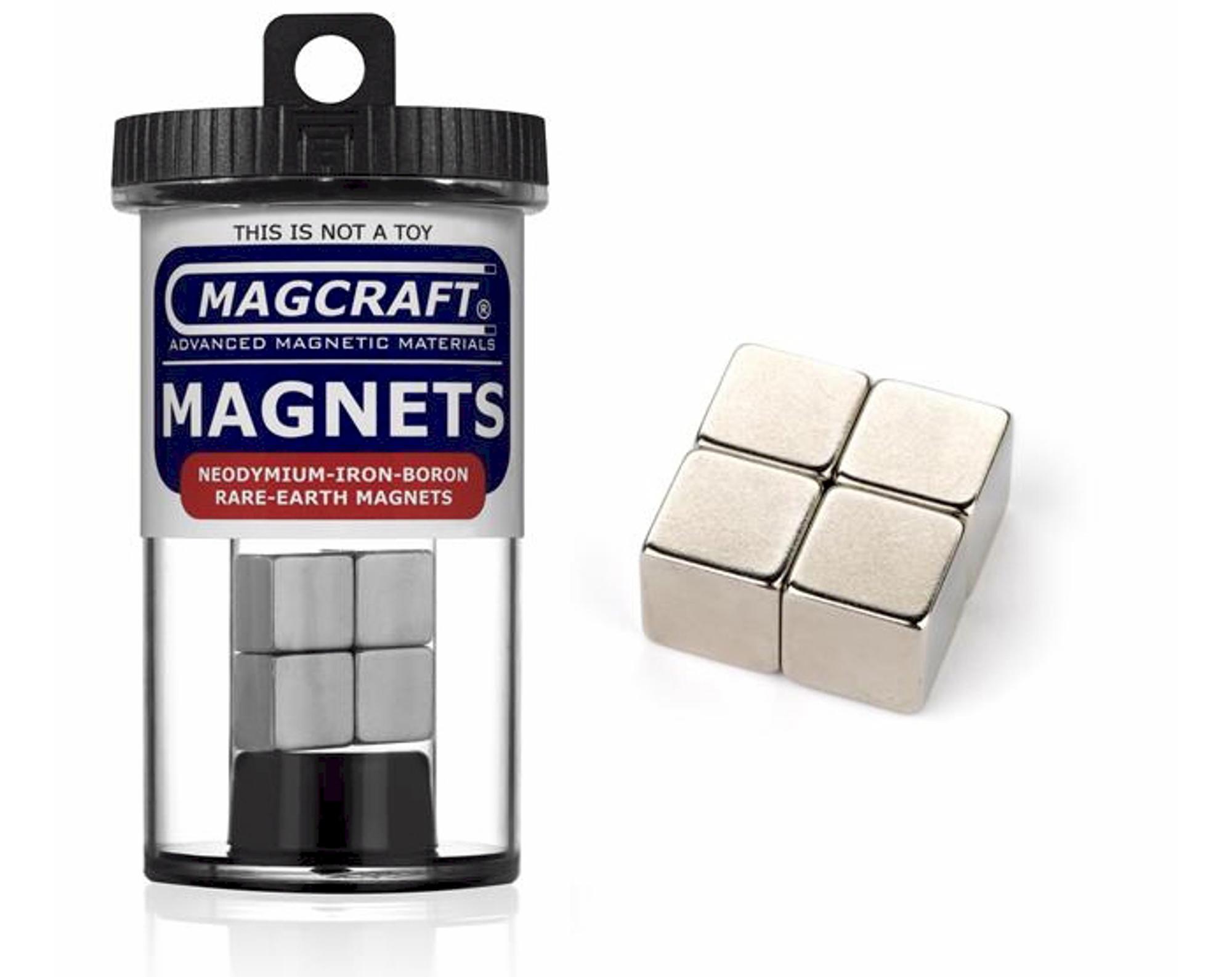 Rare-Earth Cube Magnets, 0.5 in. Long x 0.5 in. Wide x 0.5 in. Thick (4 pcs)