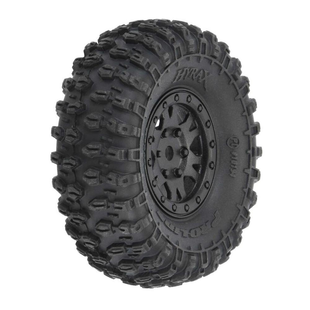 1/24 Hyrax Front/Rear 1.0in Mounted Tires, 7mm Black Impulse (4 pc)