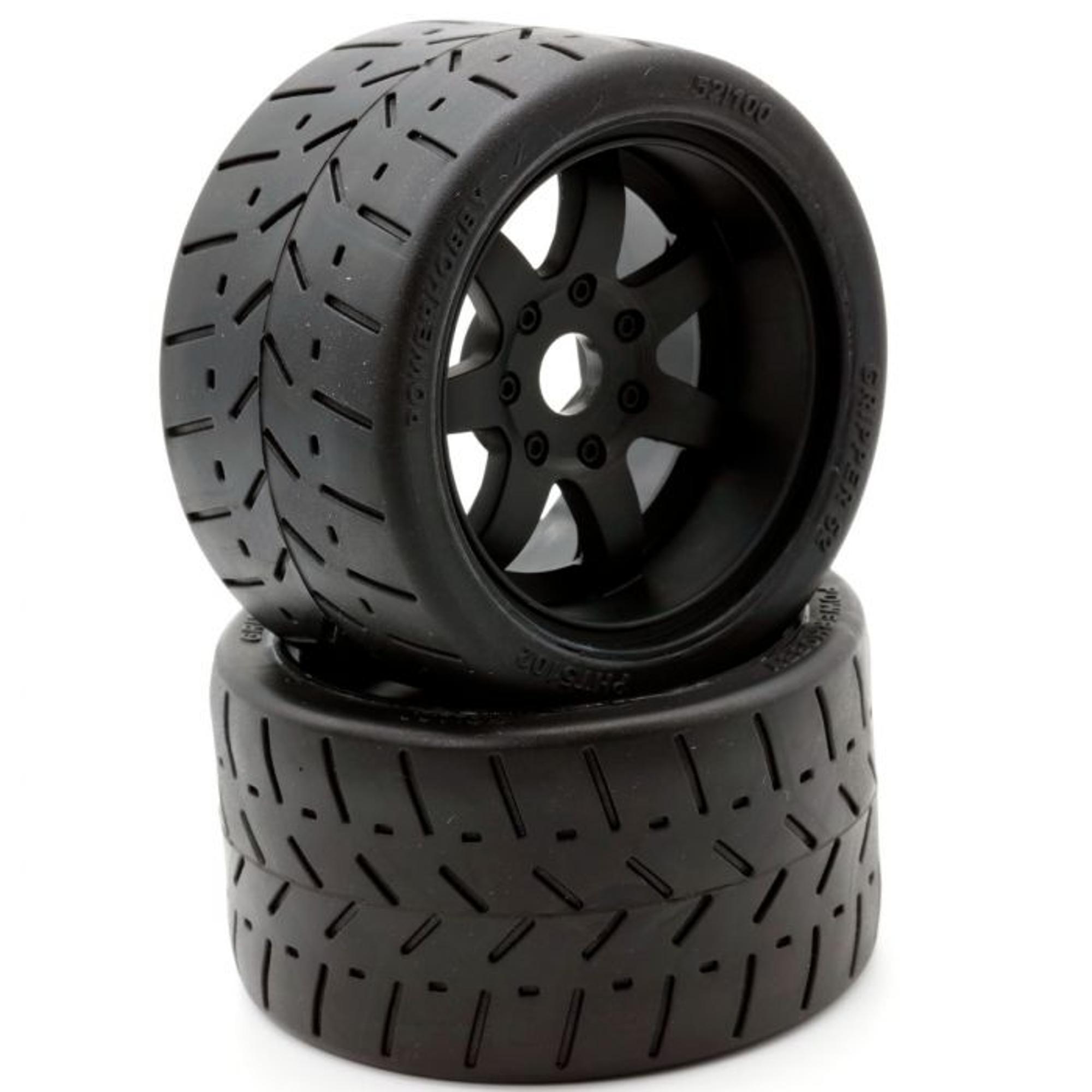 Powerhobby 1/8 Gripper 54/100 Belted Mounted Tires 17mm Black Wheels (2 pc)