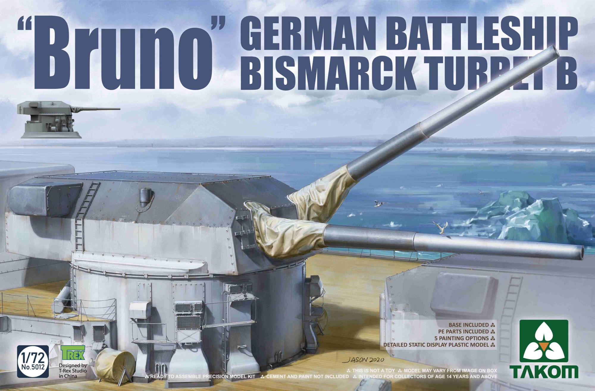 Takom 1/72 Bruno German Battleship Bismarck Turret B Model Kit