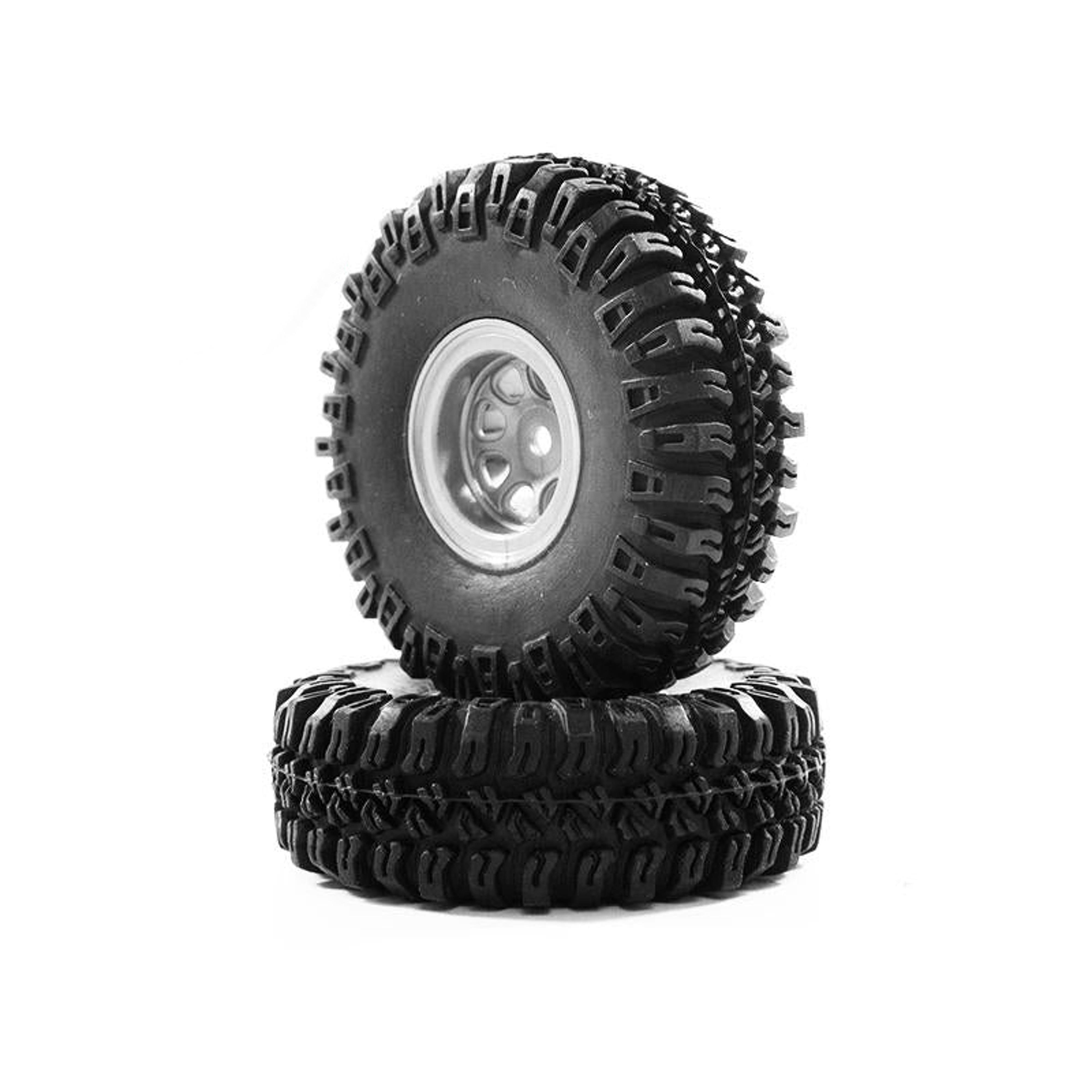 IMEX 1.0 Grabber M/T Tire and Beadlock Rims (1 pair, grey)