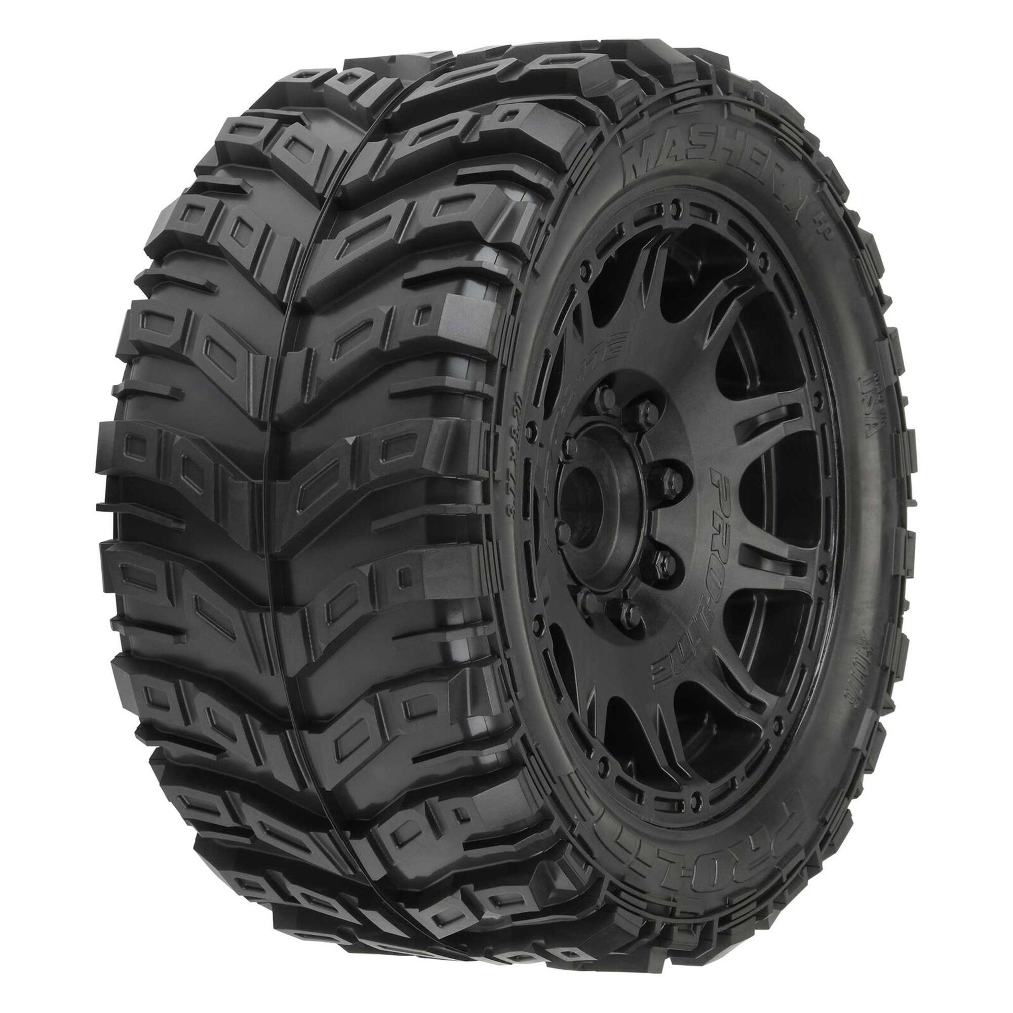 Pro-Line Masher X HP Belted Fr/Rr 5.7in MT Tires Mounted 24mm (Black, 2 pcs)
