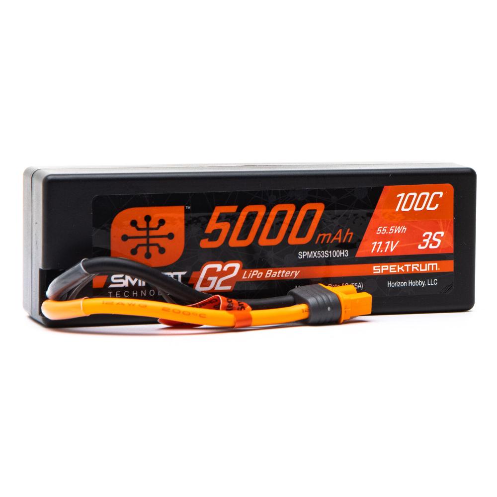 Spektrum 11.1v 5000mAh 3S 100C Smart G2 Hardcase LiPo Battery (IC3)