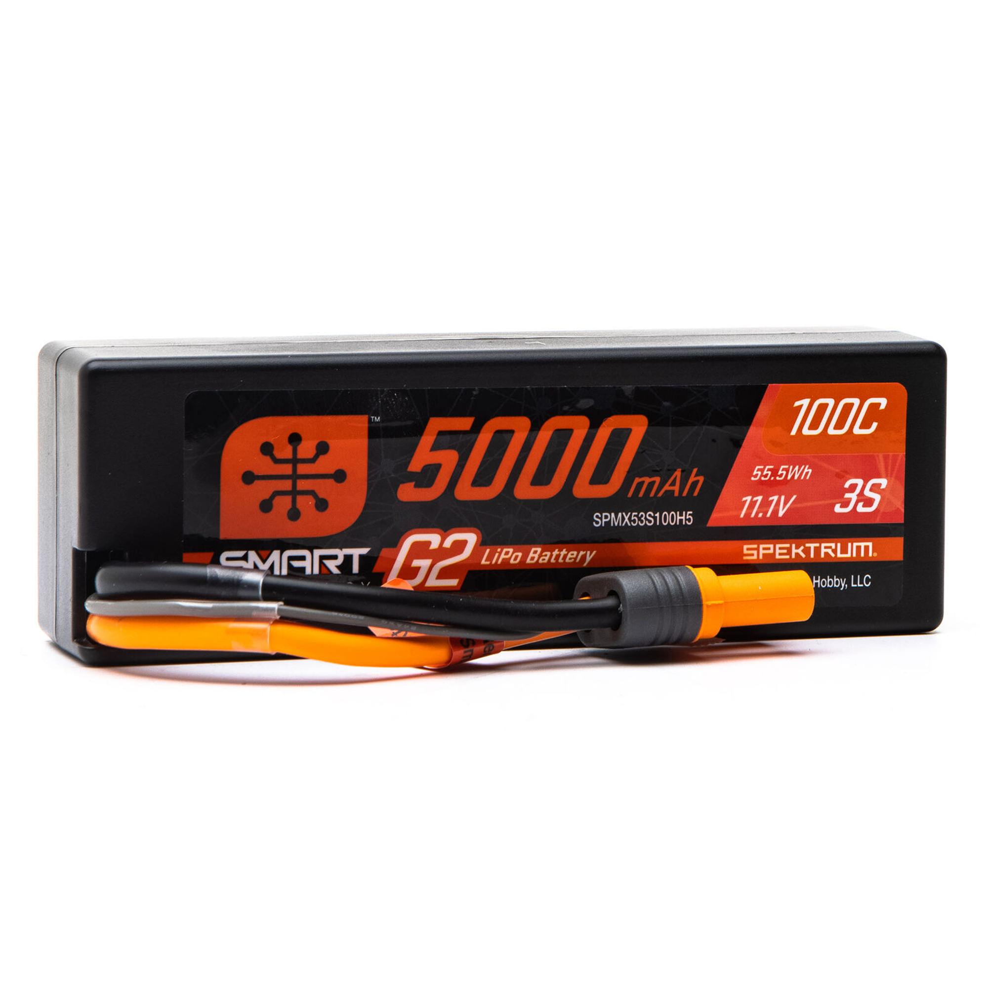 Spektrum 11.1v 5000mAh 3S 100C Smart G2 Hardcase LiPo Battery (IC5)