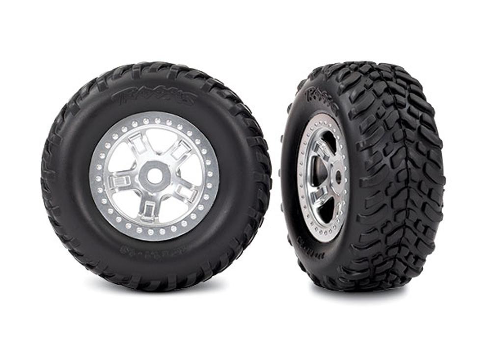 Traxxas SCT Satin Chrome Wheels, SCT Off-Road Racing Tires w/ Foam Inserts (2 pcs)