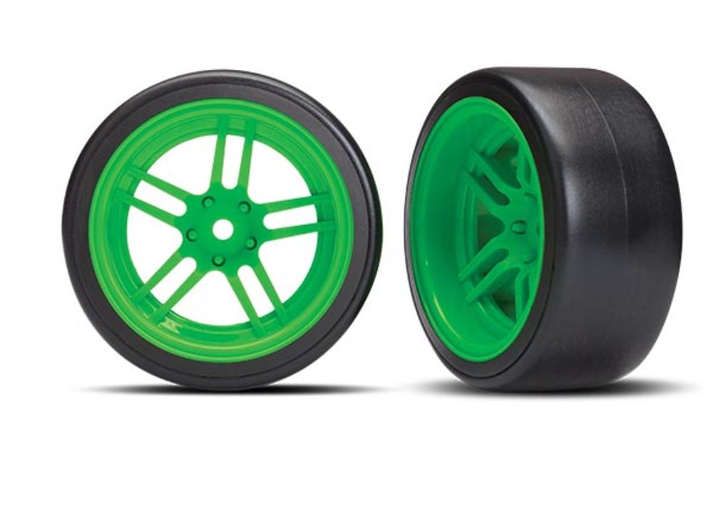 Traxxas 1.9 Rr Drift Tires, Split-Spoke Green Wheels (2 pcs)