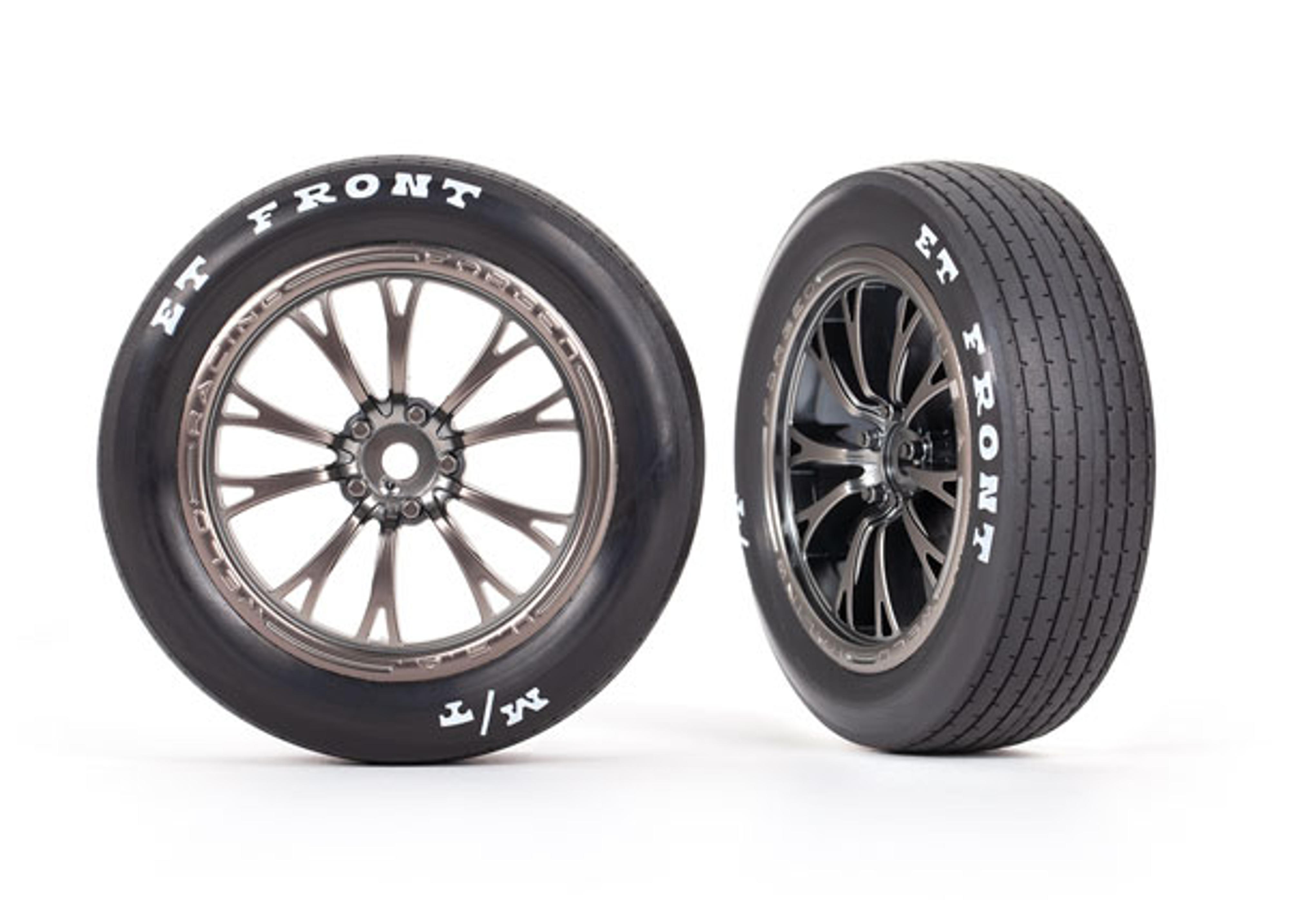 Traxxas Weld Satin Black Chrome Wheels, Mickey Thompson ET Front Tires w/ Foam Inserts (Drag Slash) (2 pcs)
