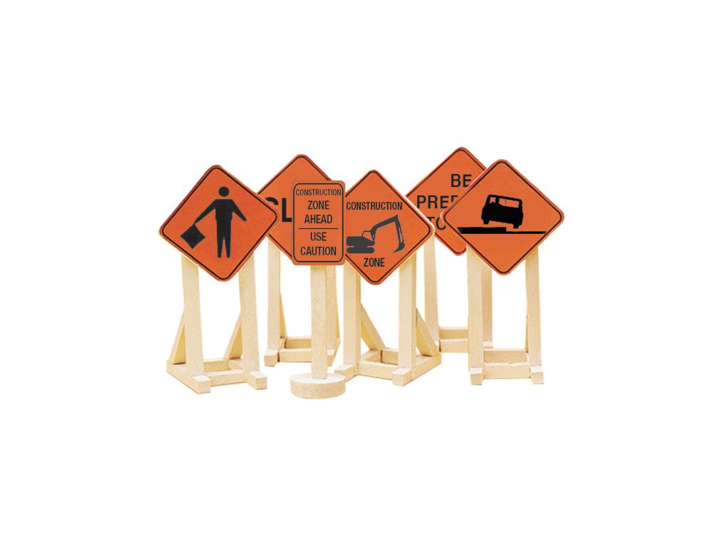 Lionel O Scale Construction Zone Signs #2 (6 pcs)