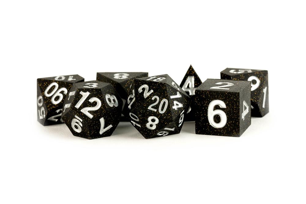 Metallic Games - 16mm Gold Scatter Sharp Edge Silicone Rubber Polyhedral Dice Set