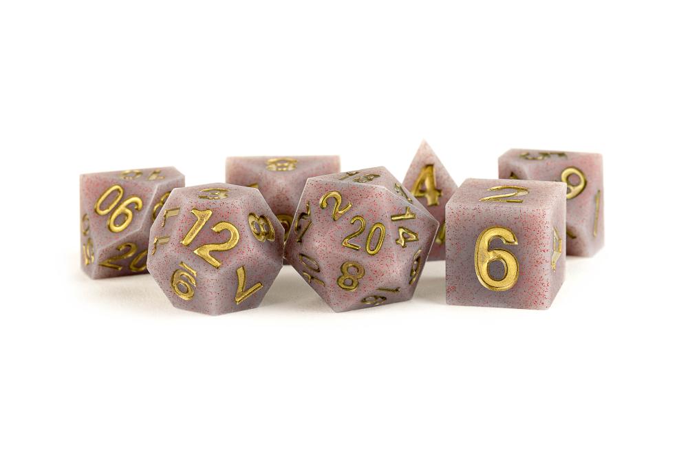 Metallic Dice - 16mm Volcanic Soot Sharp Edge Silicone Rubber Polyhedral Dice Set