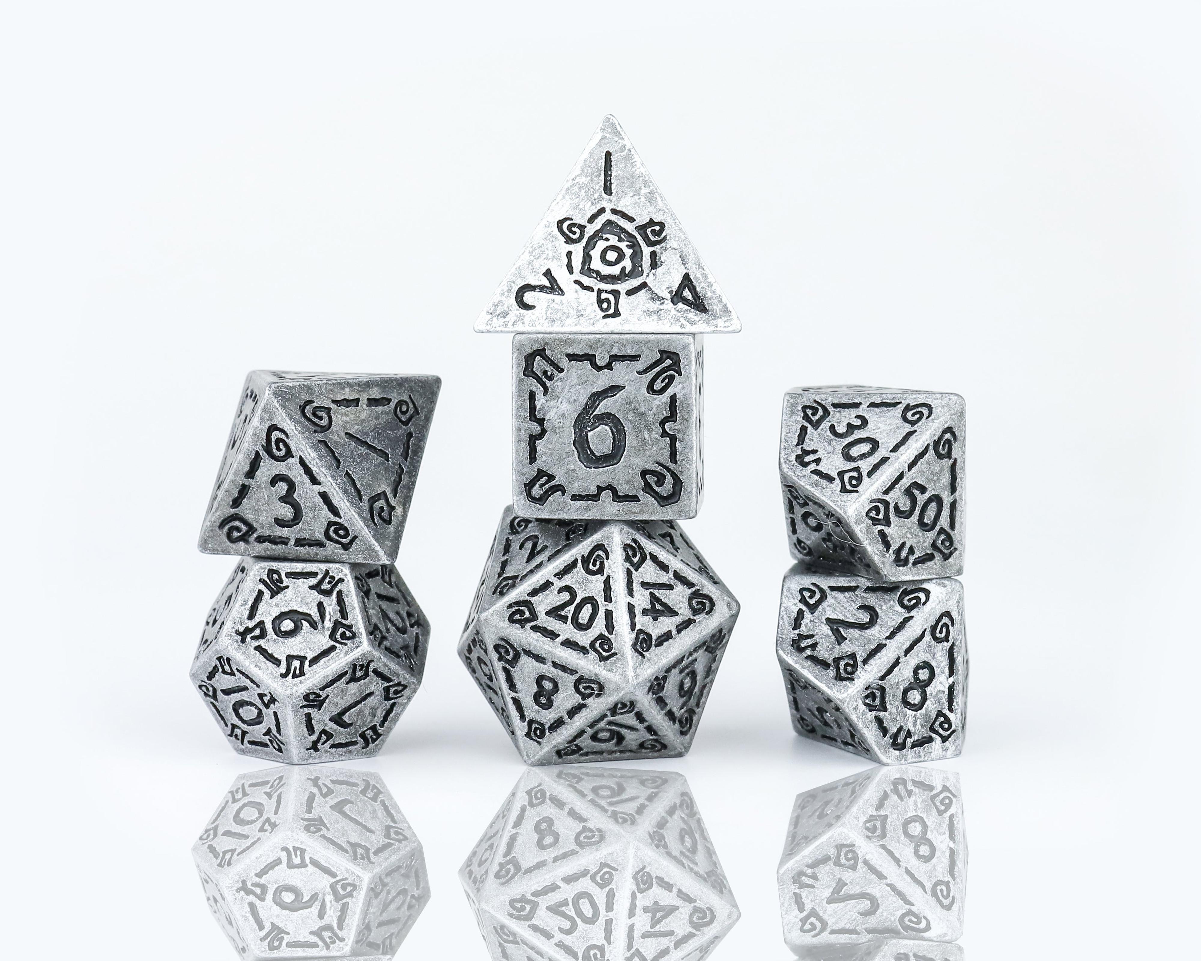 Sirus Illusory Metal Silver Polyhedral Dice Set