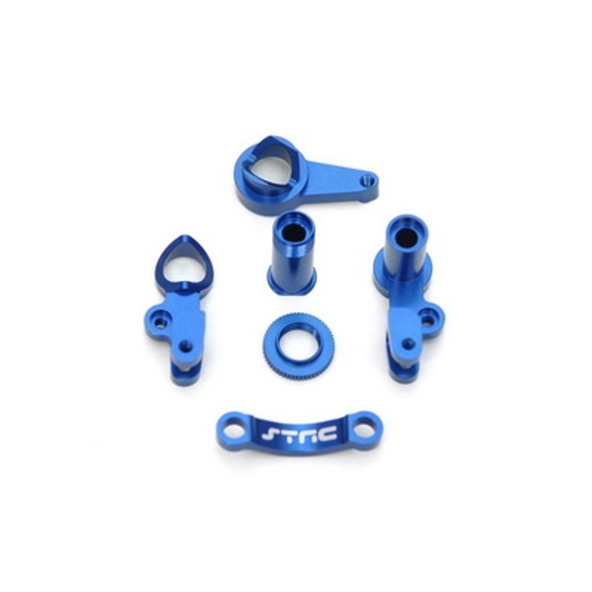 STRC CNC Machined Aluminum Multi-Piece Steering Bellcrank Set (Blue)