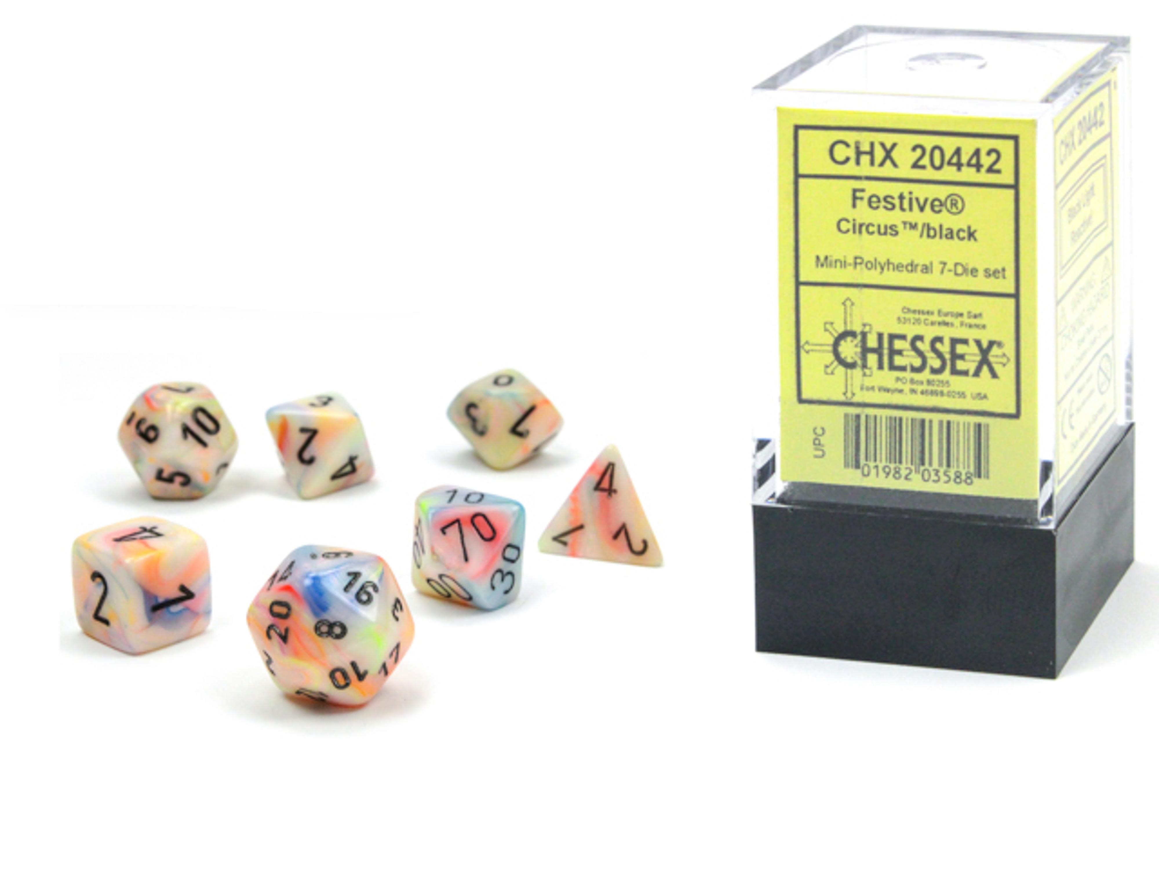 Chessex Festive Mini Polyhedral Circus/Black 7 Die Set
